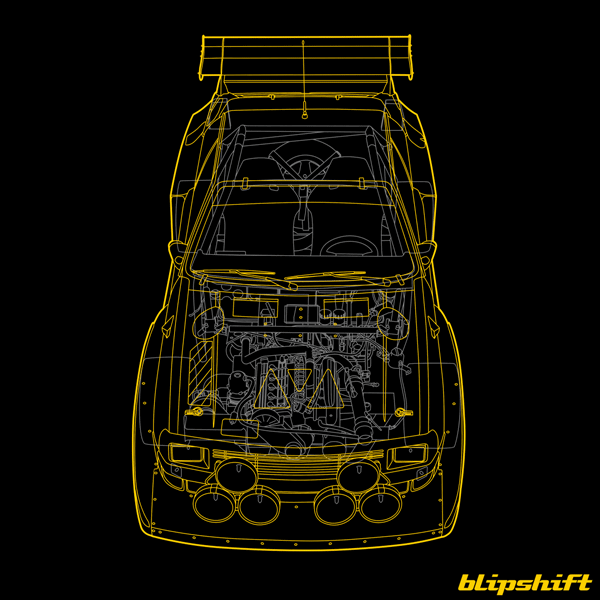 Q-ray - An AWD rally car blueprint enthusiast shirt | blipshift
