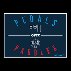 Pedals over Paddles Sticker  Design by blipshift